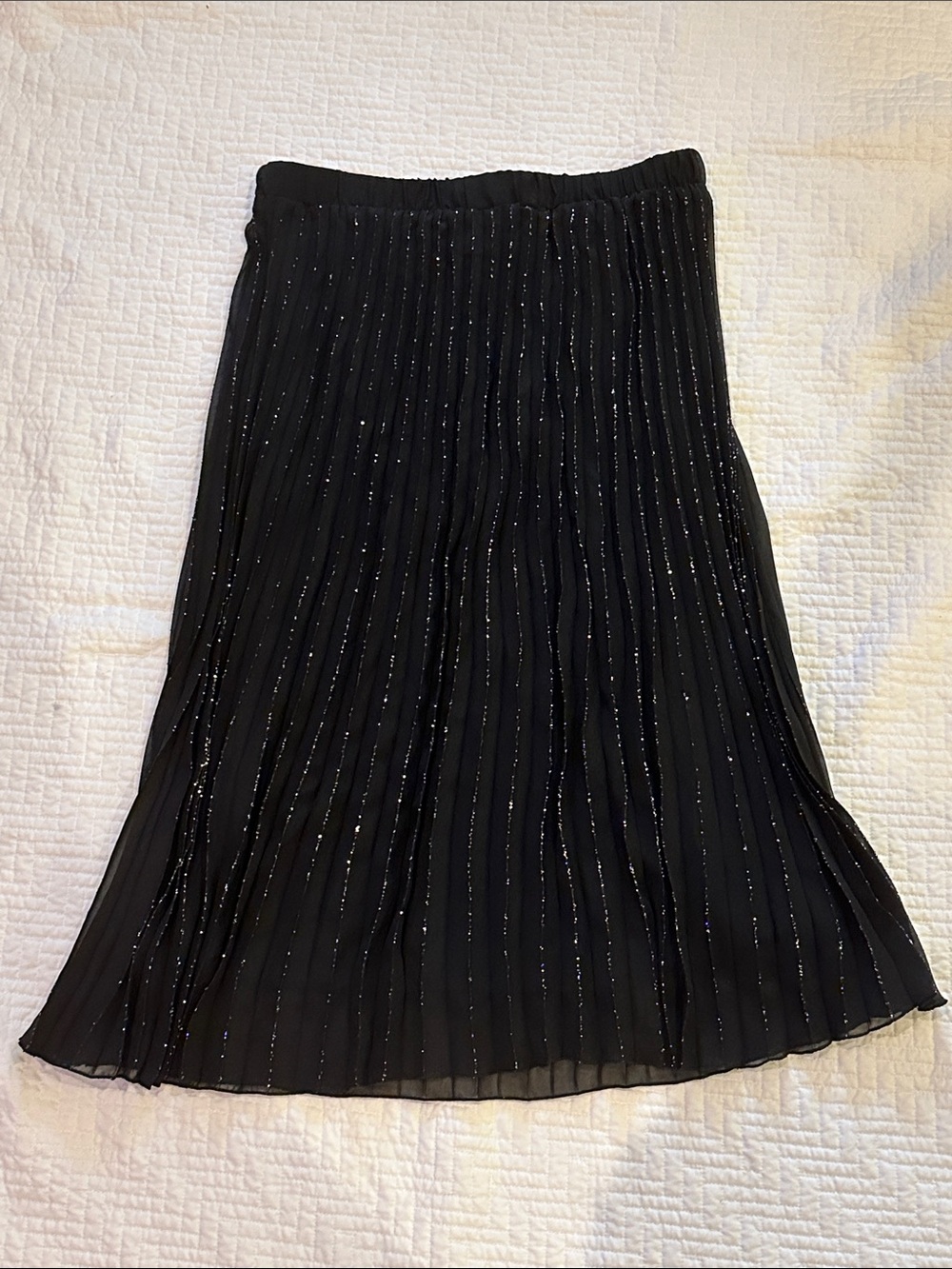 WD.NY Black Pleated Sparkle Skirt Size L